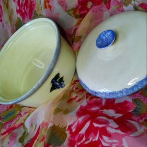 Made in Maine "Debbies Blueberry Ware" Spongewear Pottery~ 9" Casserole Dish